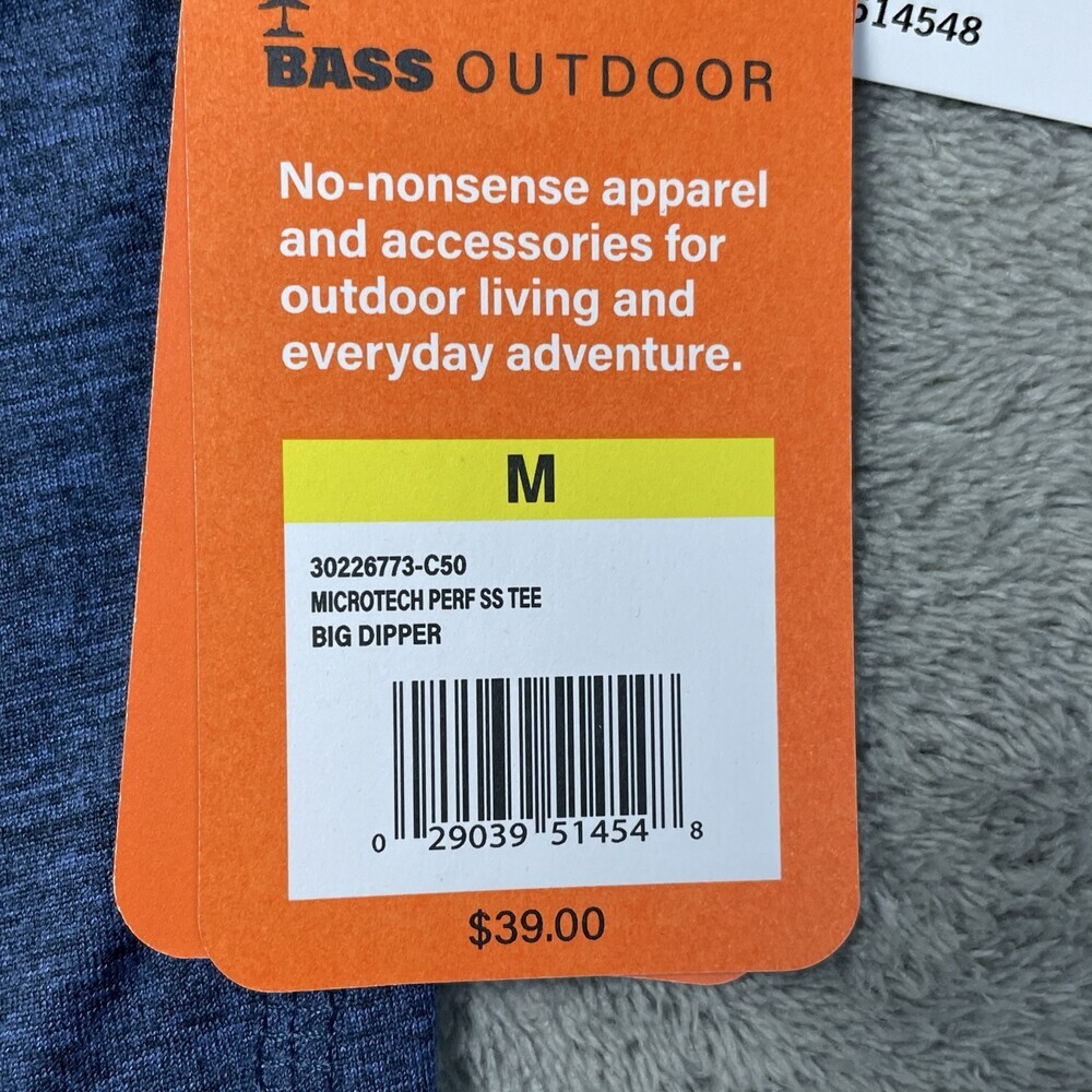 Bass Outdoor Men's M Microtech Perf SS Tee Blue H0857 - Picture 5 of 9